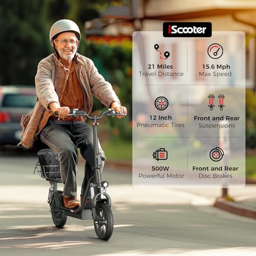 Electric Scooter with Seat, 14" Pneumatic Tire, Height Adjustable Seat T186125