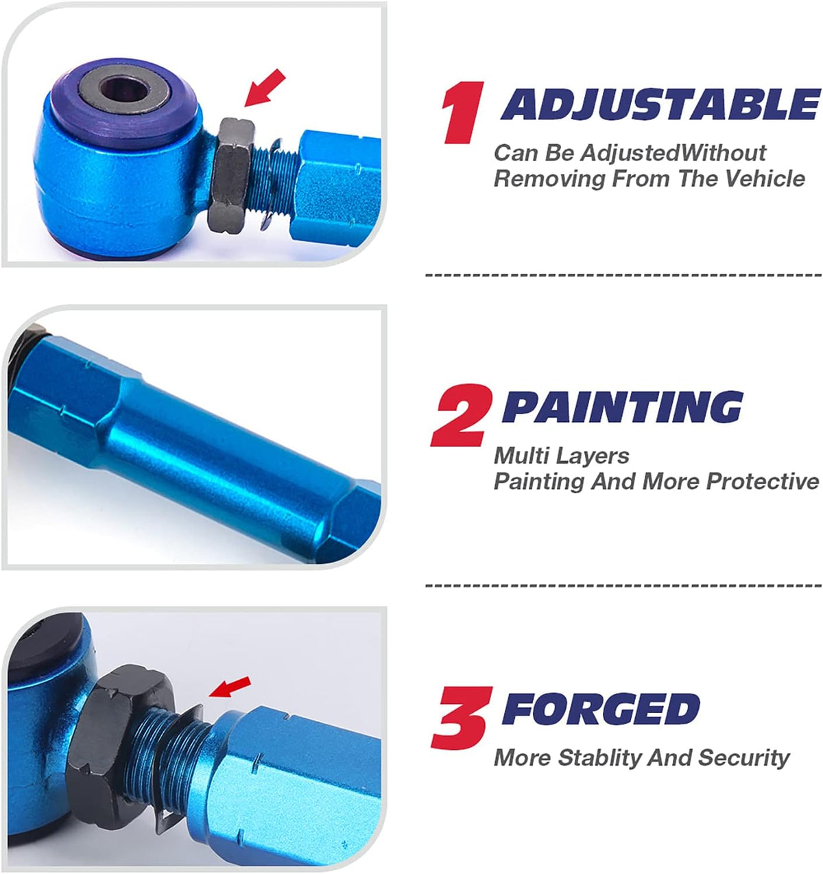 Rear Upper Camber Arms Kit Control Rod Adjustable -2° to +4° R833480