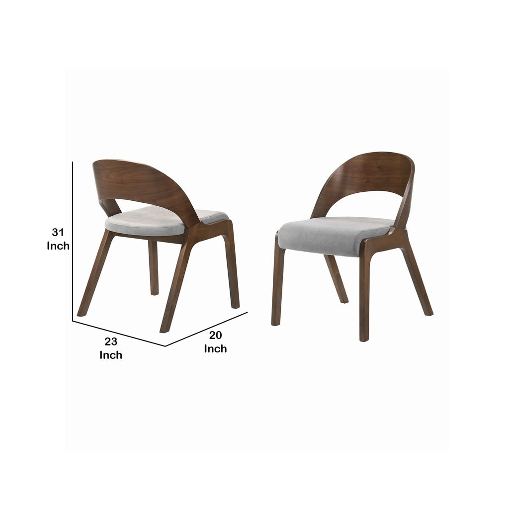 Brown and Gray Curved Back Wood Dining Chair, Set of 2 D8995
