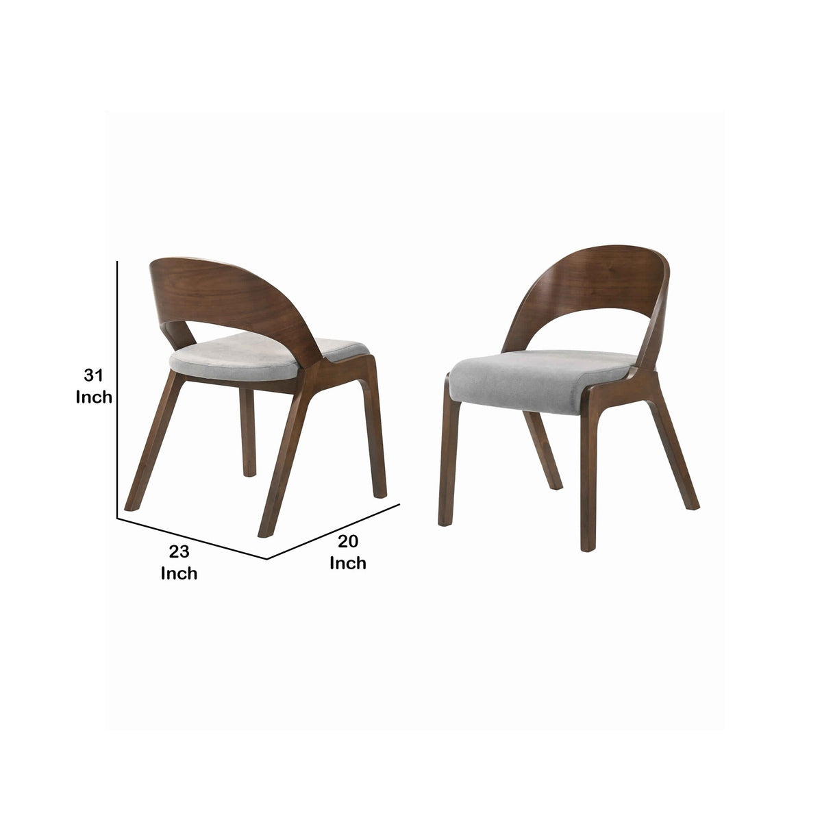 Brown and Gray Curved Back Wood Dining Chair, Set of 2 D8995