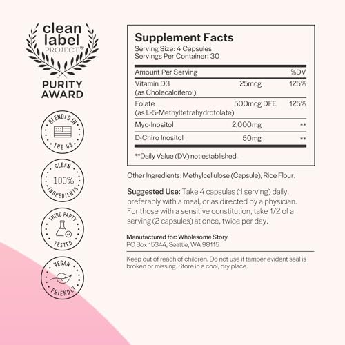Myo-Inositol & D-Chiro Inositol Capsules with MTHF, Folate, Vitamin D A76893