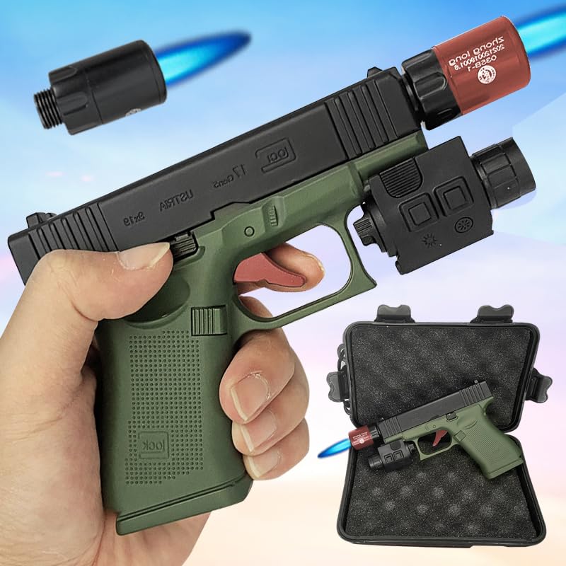 Black Green Windproof Butane Refillable Jet Flame Lighter H40891
