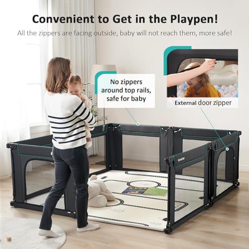 Black Breathable Mesh Foldable Baby Playpen 79x71 X128710