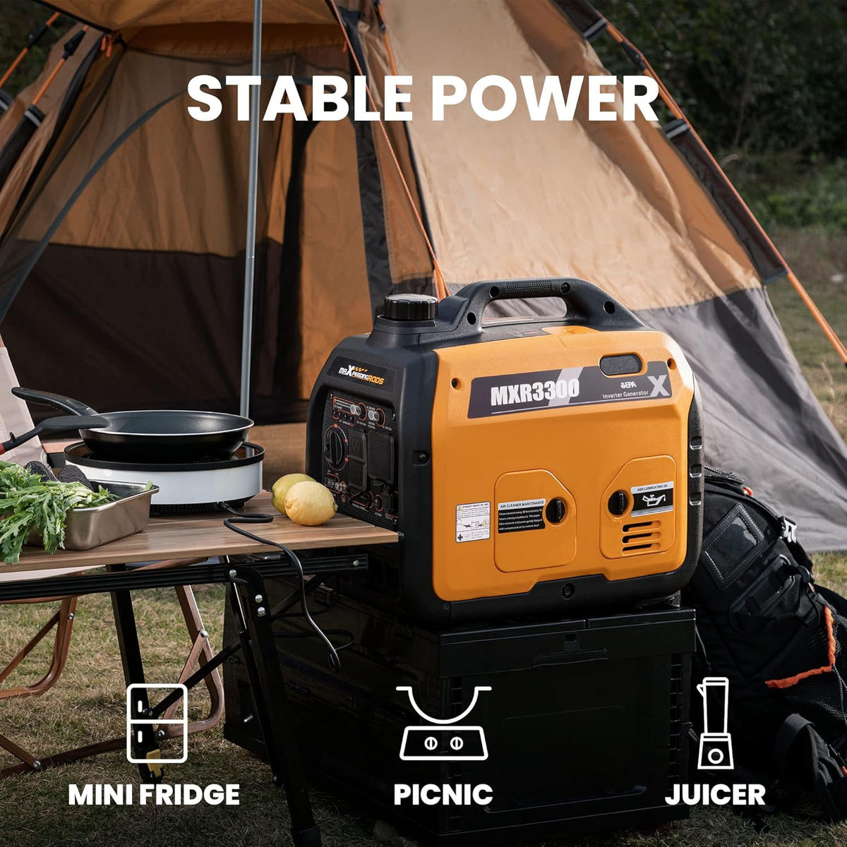 Portable Inverter Generator 3000W/3300W, Gas Powered Quiet Generator, EPA Compliant S470
