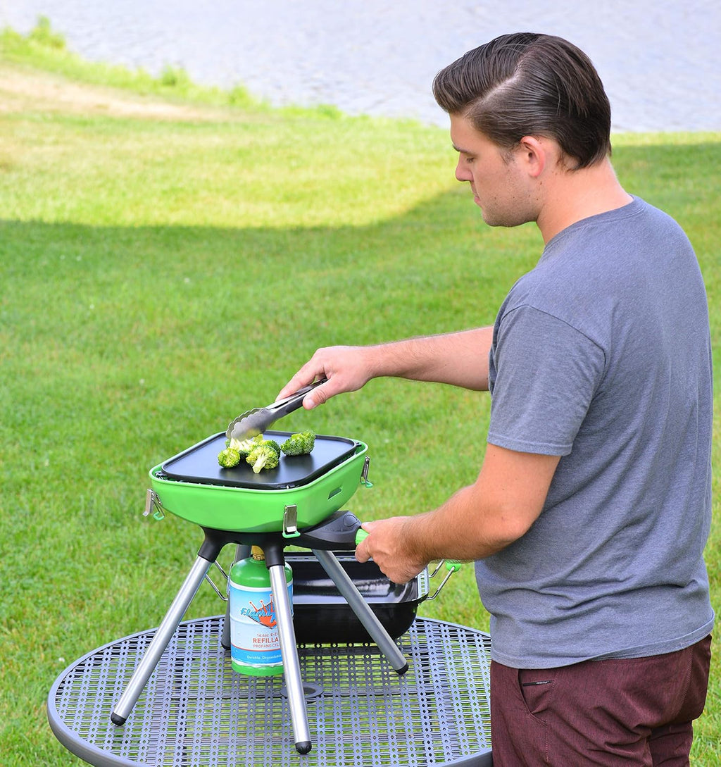 Portable Propane BBQ Grill Camp Stove, 8000 BTU Light Green/Black A500120