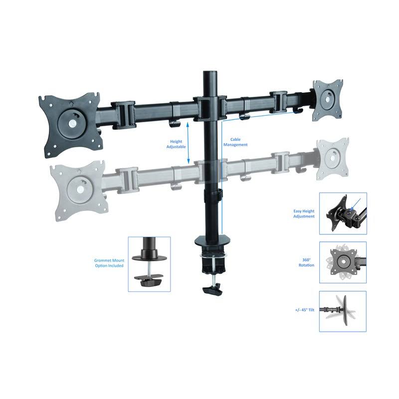 Teak Wood Adjustable Standing Desk Converter with Dual Monitor Mount Q741425