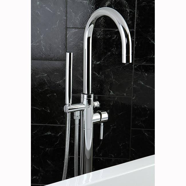 Polished Chrome Floor Mount Tub Filler with Hand Shower Q274372