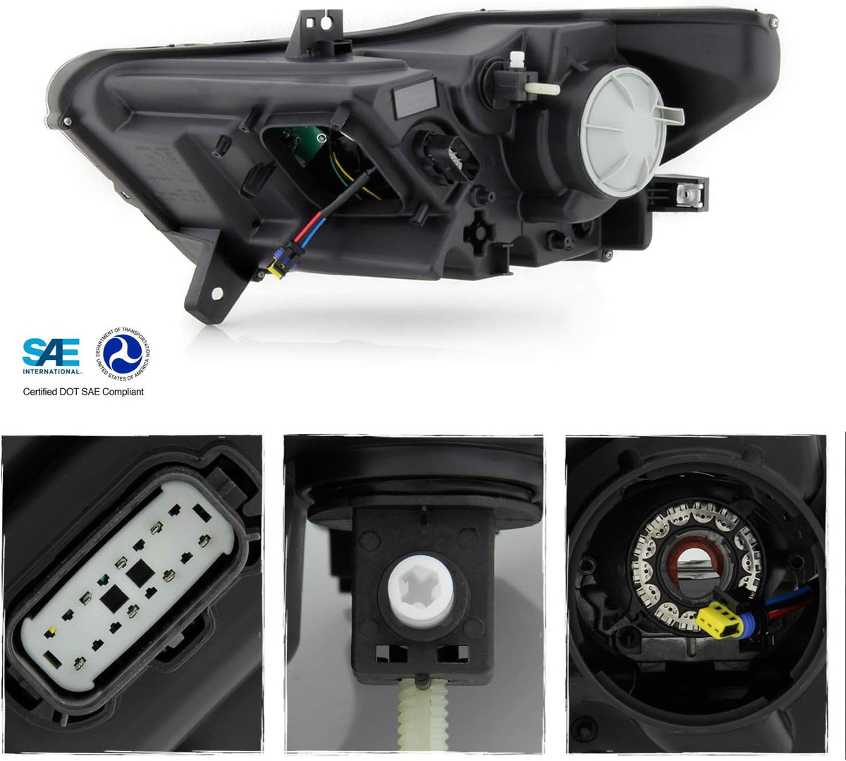 Passenger Right Side Black LED Tube Projector Headlight I282991