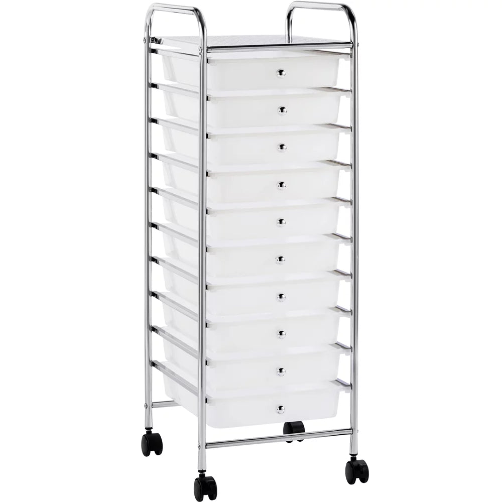 White 10 Drawer Rolling Storage Cart S90579