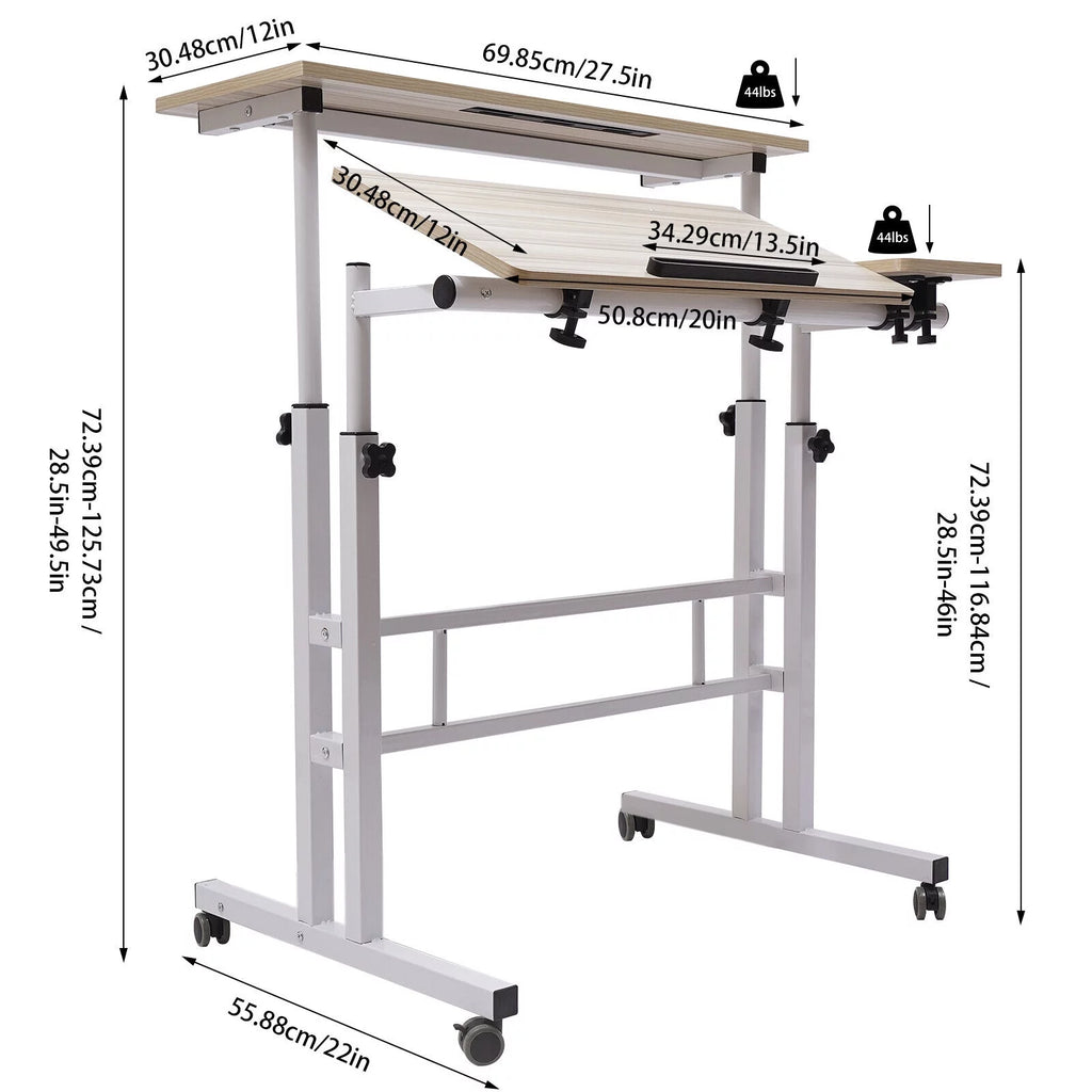 Mobile Adjustable Height Standing Desk with Wheels H49187