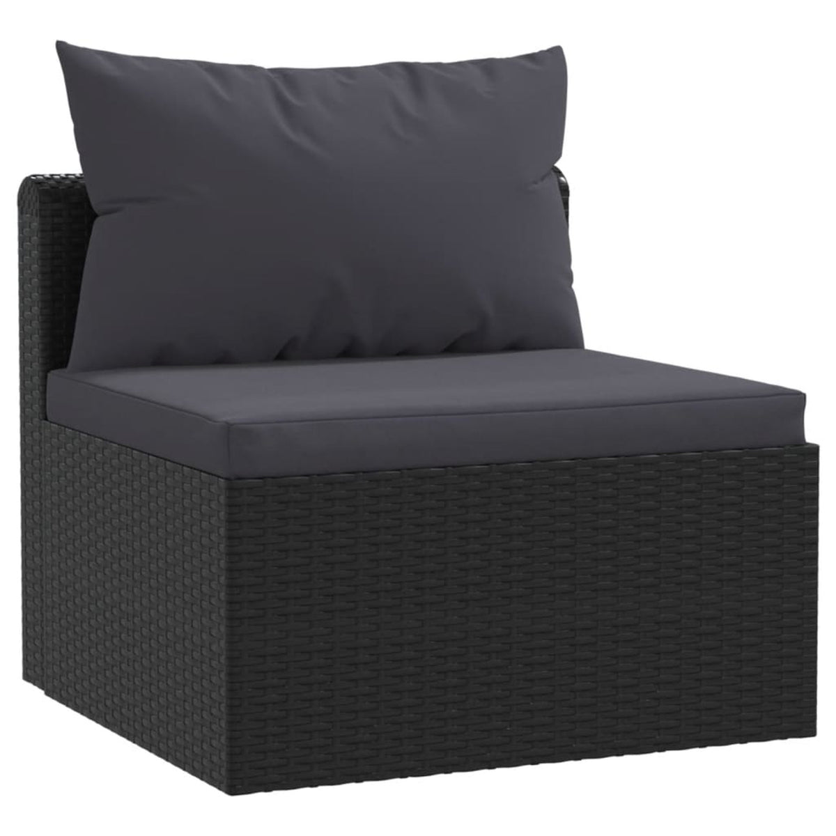Black Poly Rattan 3 Piece Patio Sofa Set with Cushions O7843