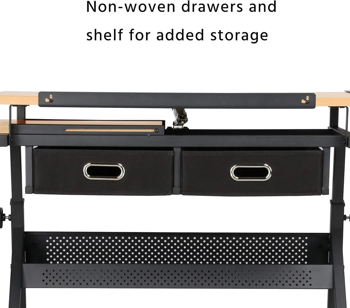 Height Adjustable Drafting Table with 2 Storage Drawers and Stool L86986