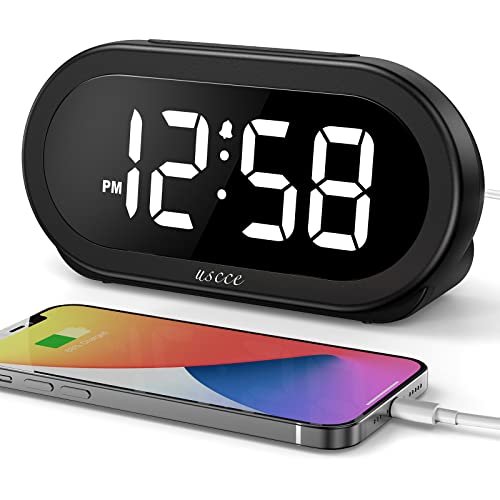 Small LED Digital Alarm Clock with Snooze, USB Charger S889451