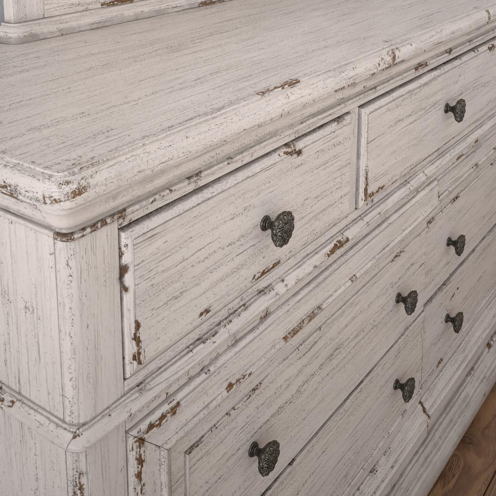 Antique White Wood Seven Drawer Dresser C102746