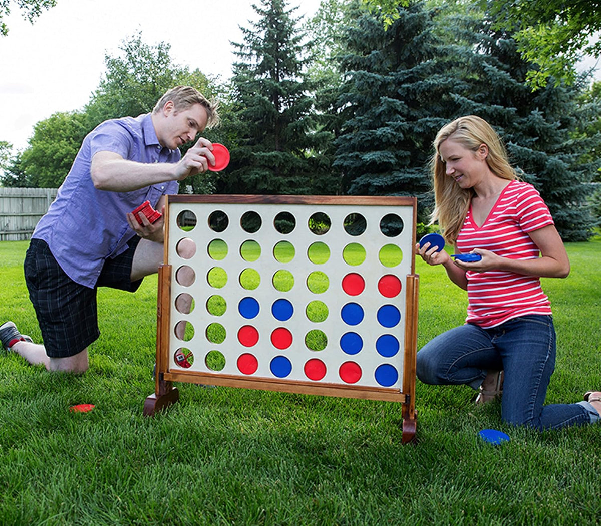 Connect in a Row Game with Carrying Case and Stained Legs and Frame V88509
