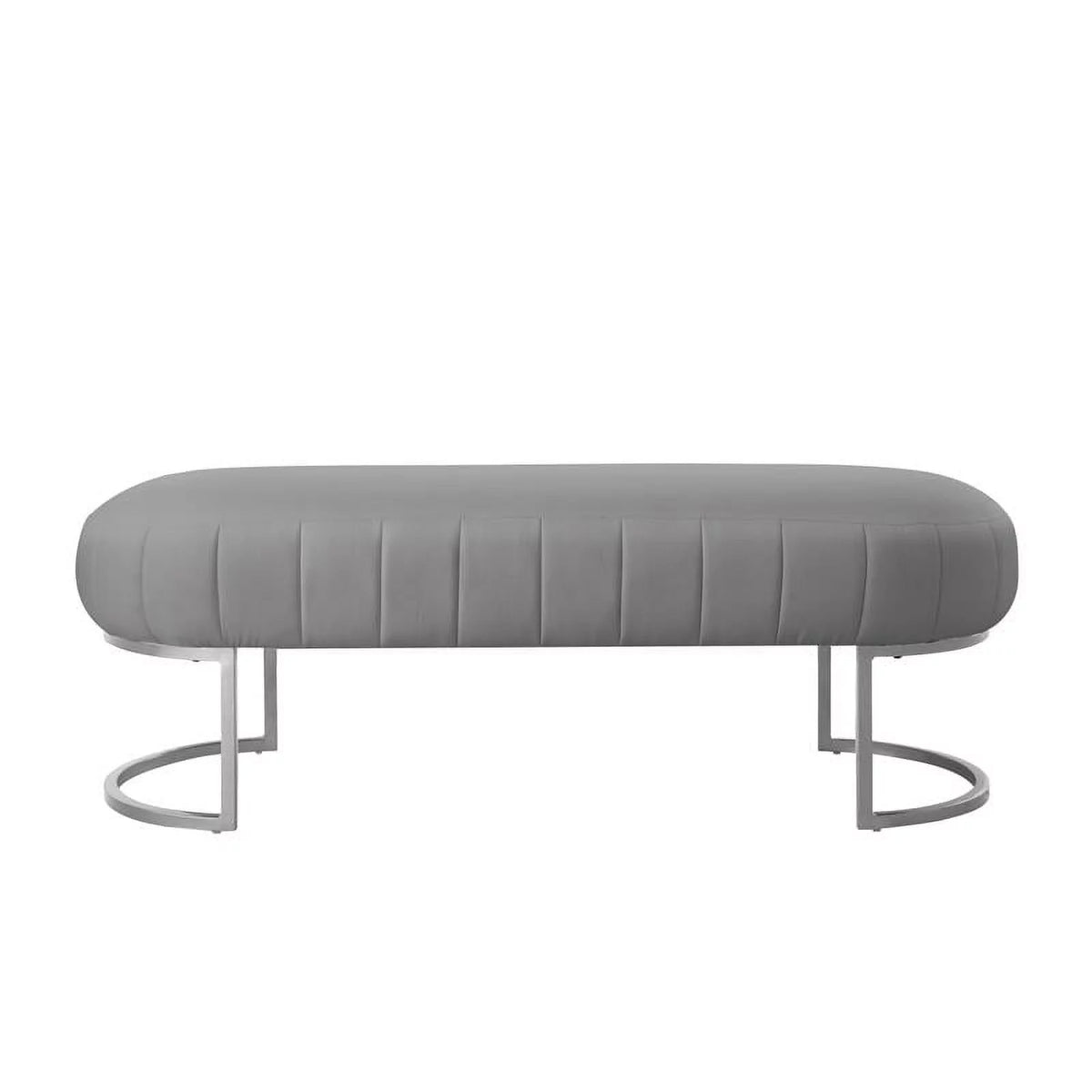 Grey & Silver Leather PU Bench A976