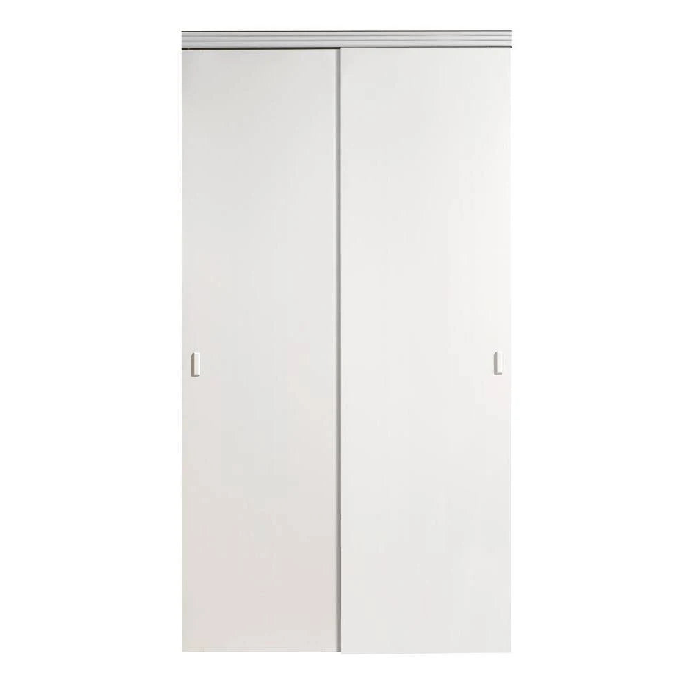 White Solid Core MDF Interior Closet Sliding Door with Chrome Trim G2456