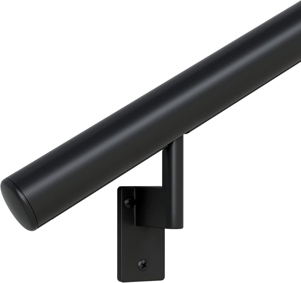 Satin Black Anodized Aluminum Handrail Kit with Wall Brackets and Endcaps N61960