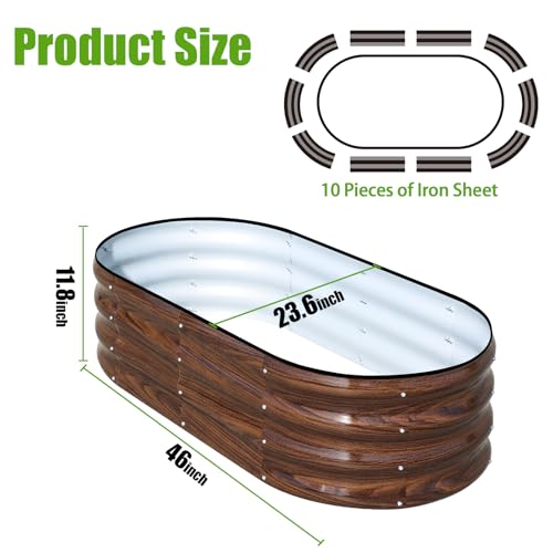 Galvanized Raised Garden Bed, 4x2x1ft Oval Metal Planter Box J651266