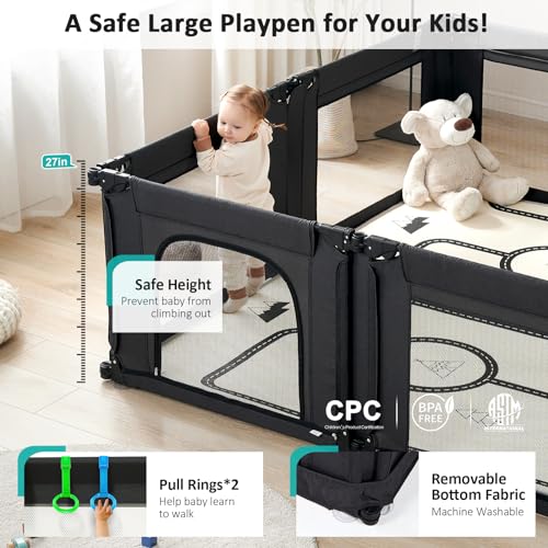 Black Breathable Mesh Foldable Baby Playpen 79x71 X128710