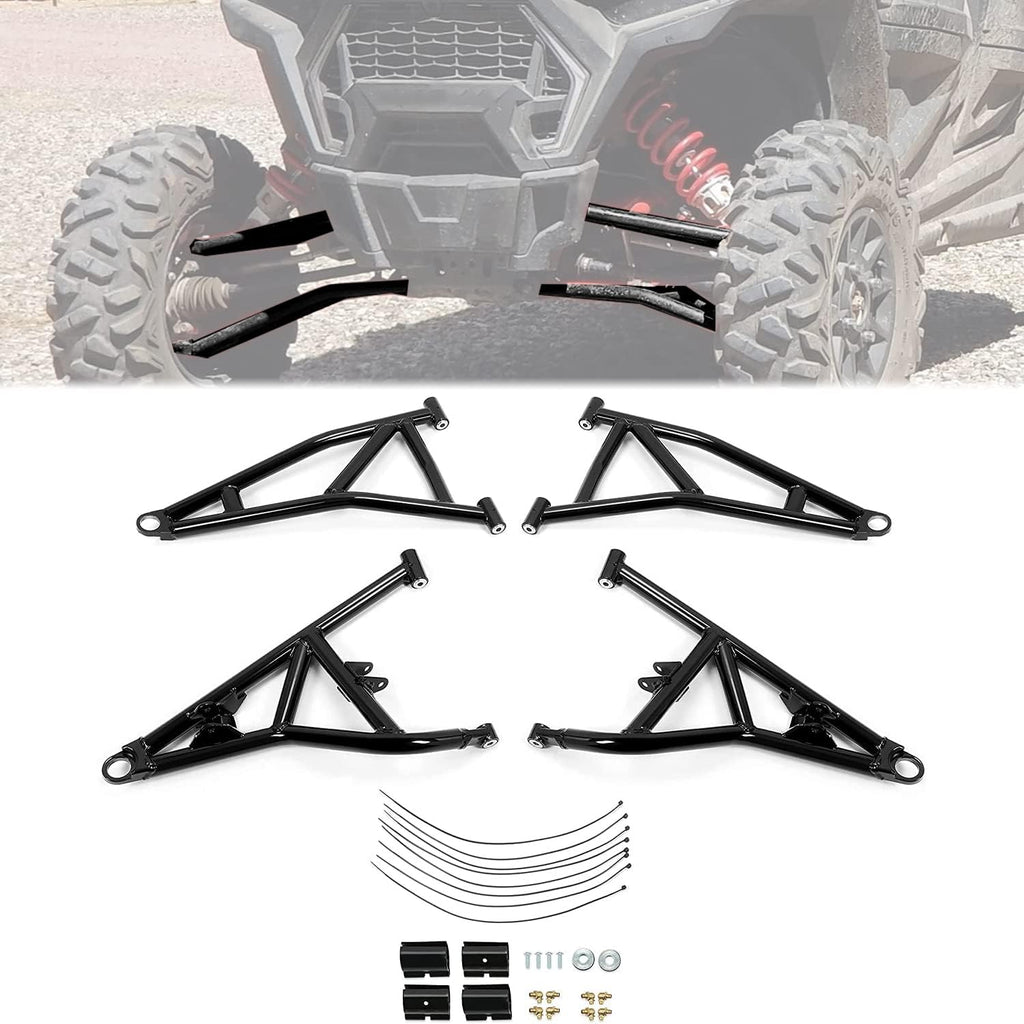 4 A Arms Front Upper & Lower A-Arms Rods High Clearance Black Q58293