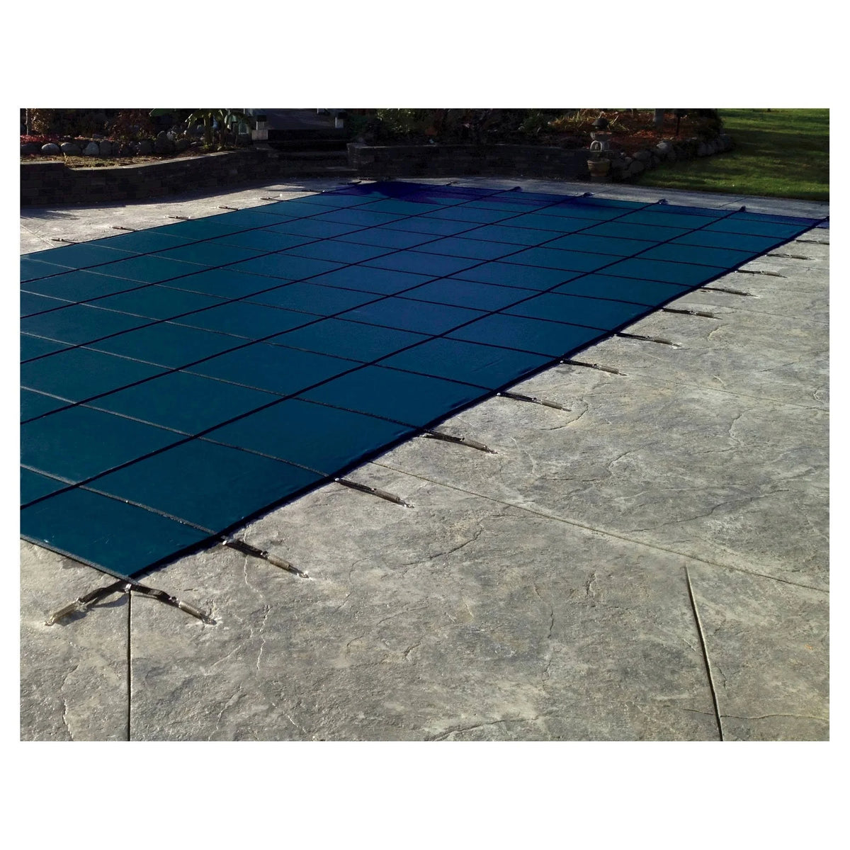 12& x 24& Blue Solid In Ground Pool Cover with Center Drain Panel U490