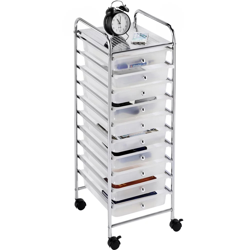 White 10 Drawer Rolling Storage Cart S90579