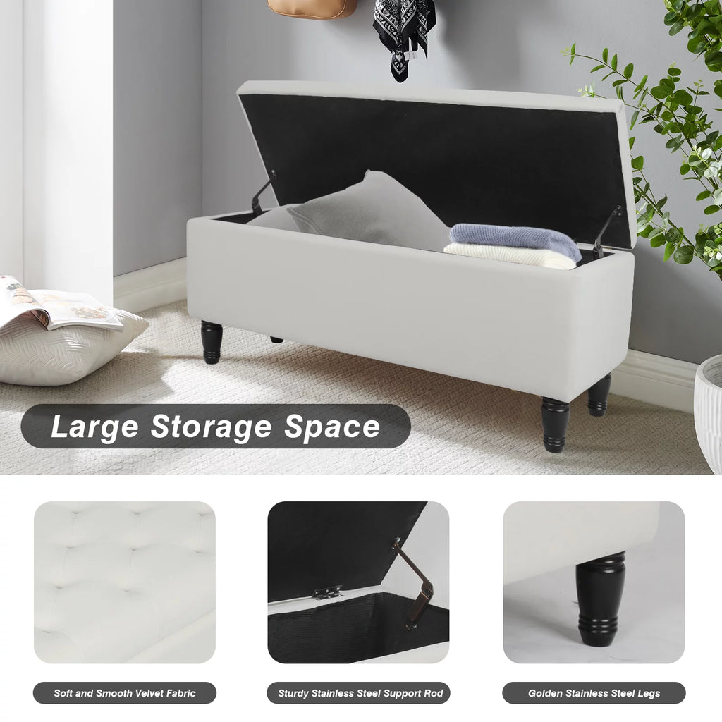43" Velvet Storage Ottoman with 2 Footstools Z143621