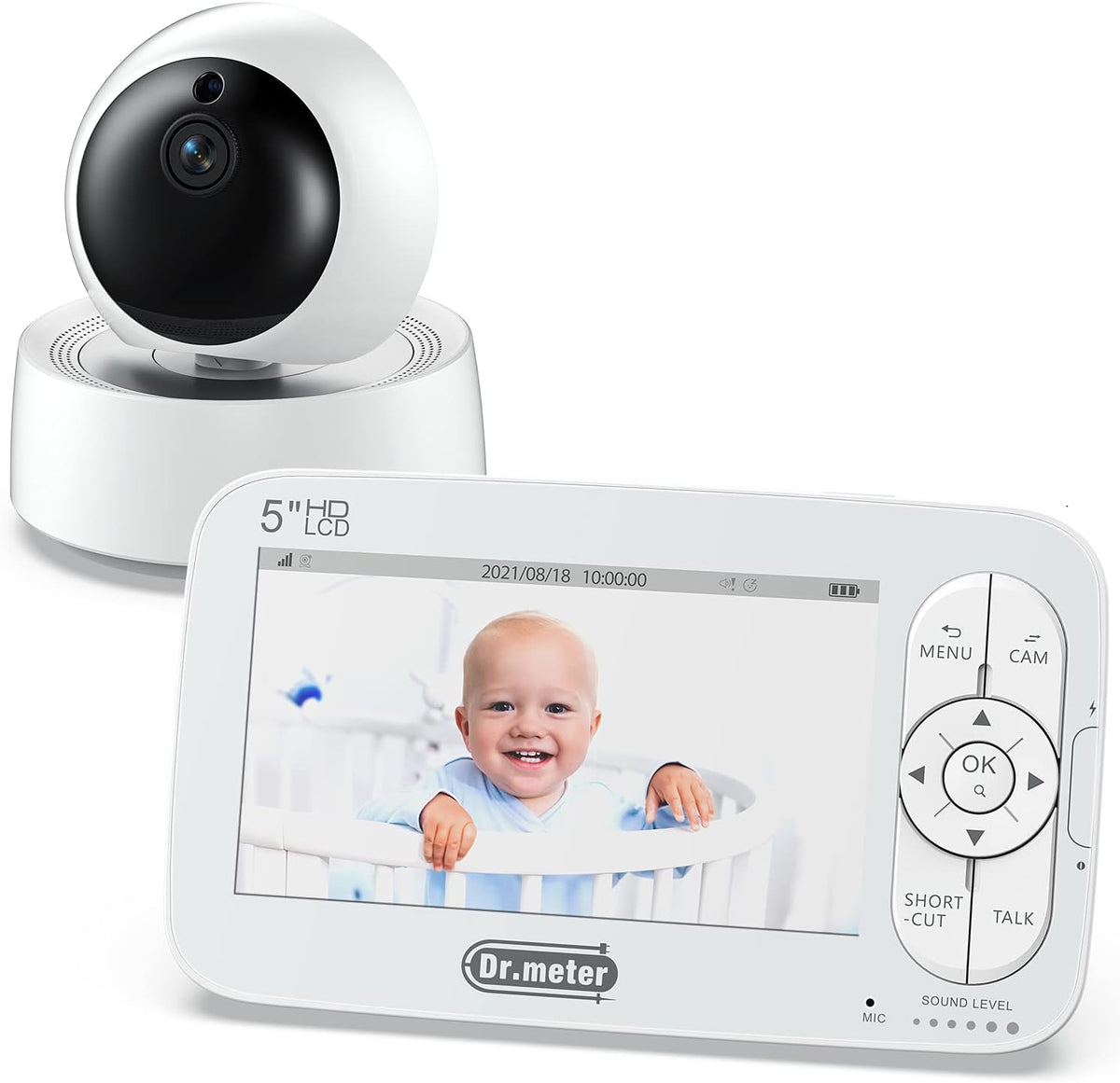5 Large Display 720p HD Baby Monitor with 2 Cameras F774