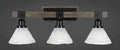 Matte Black Painted Distressed Wood 3 Light Bath Bar F347