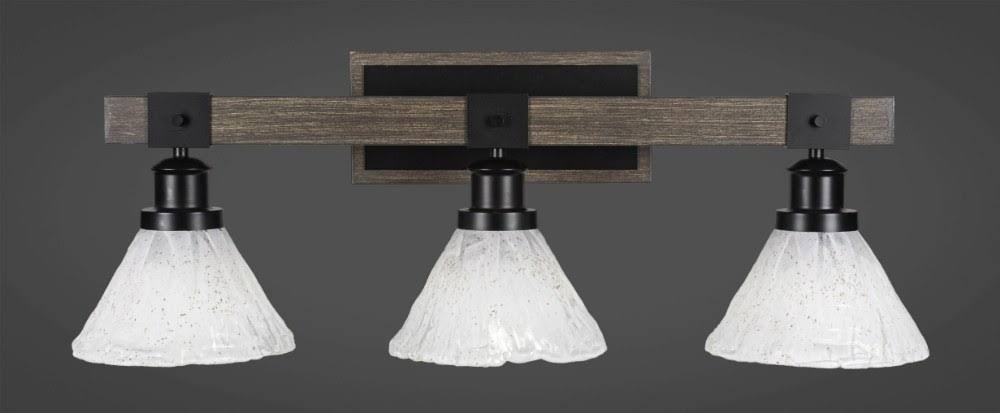 Matte Black Painted Distressed Wood 3 Light Bath Bar F347
