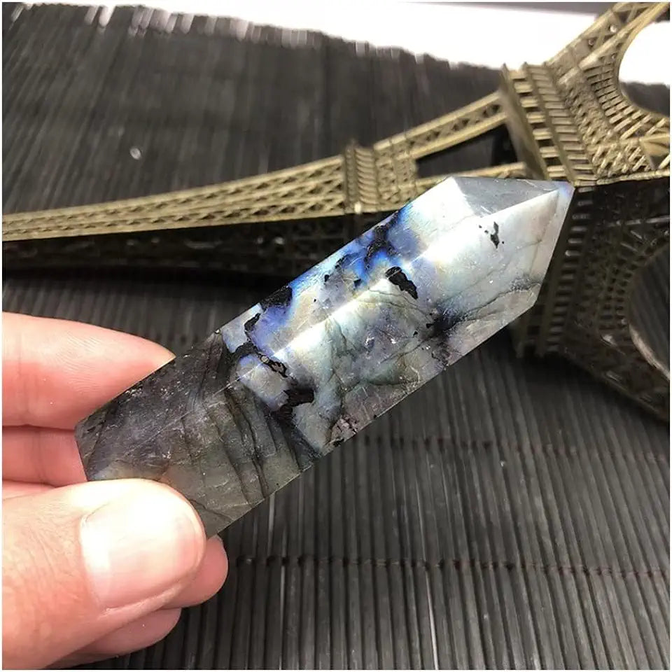 Blue Labradorite Wand Point Natural Quartz Crystals Y950