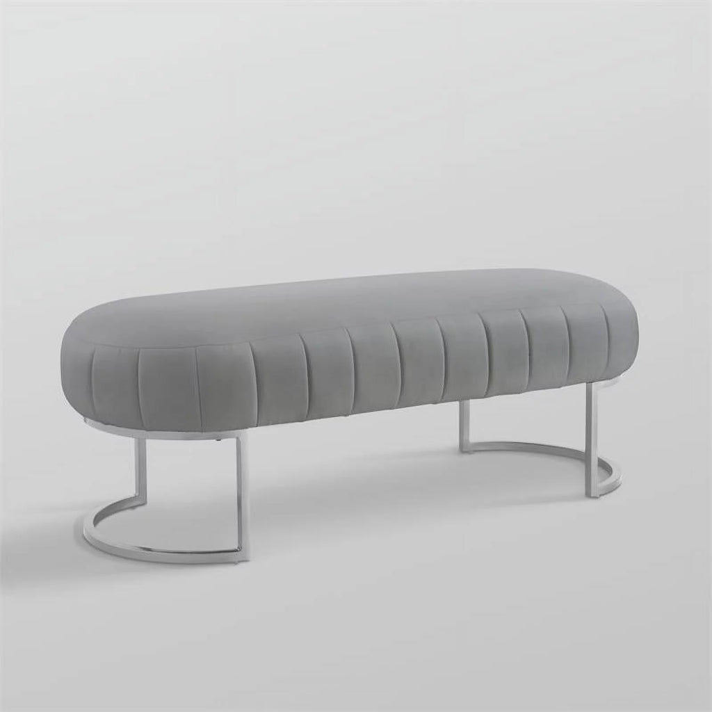 Grey & Silver Leather PU Bench A976