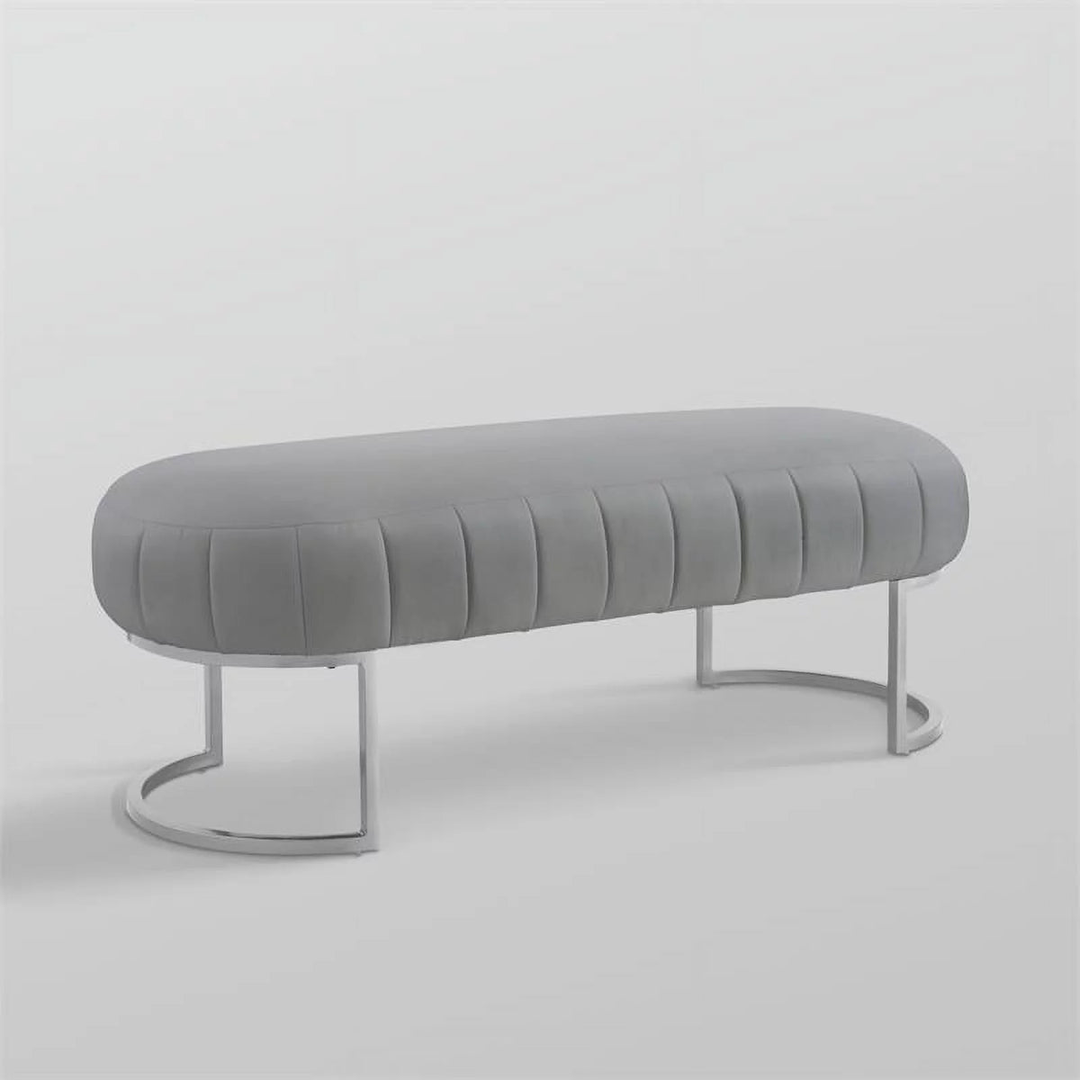Grey & Silver Leather PU Bench A976