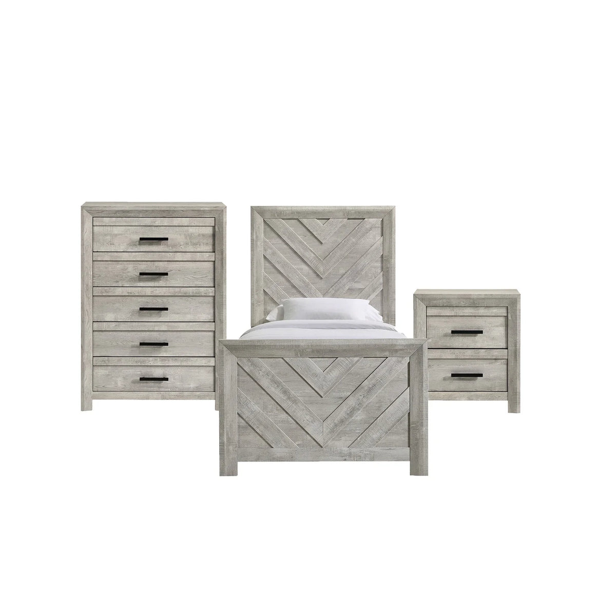 White Twin Panel 3PC Bedroom Set Y241010