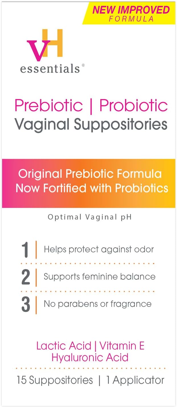 15 Count Prebiotic PH Balanced Vaginal Suppositories X44010