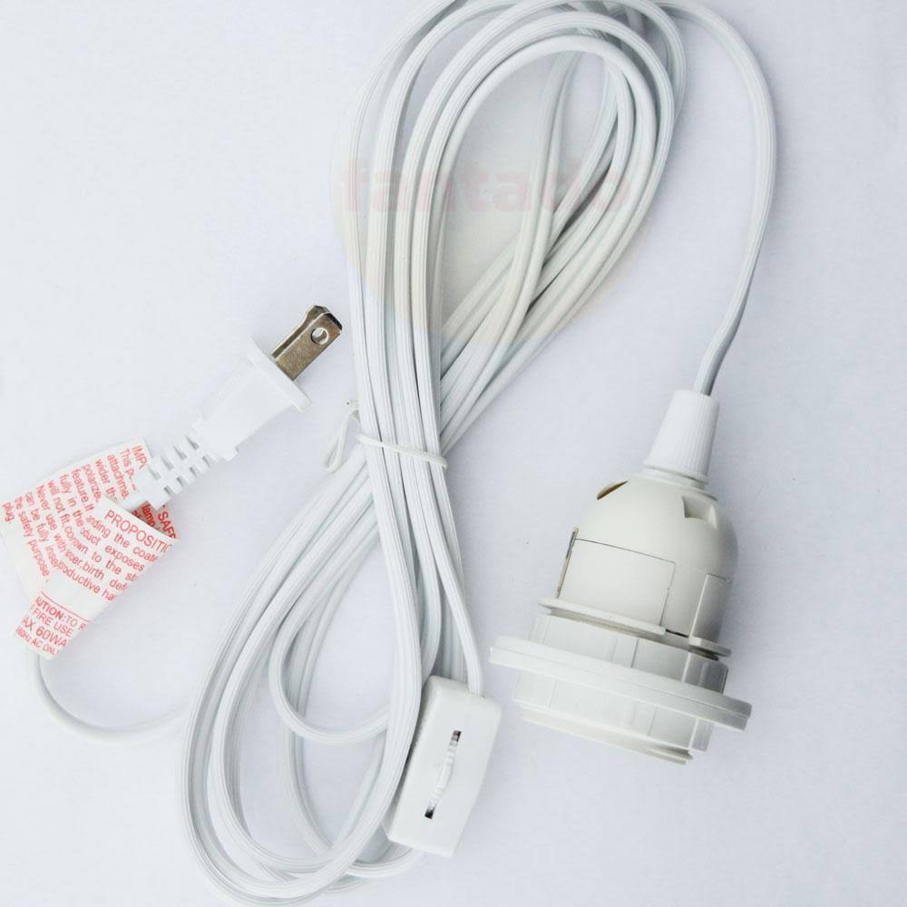 10 Pack Single Socket Pendant Light Cord Kits 15ft White G359