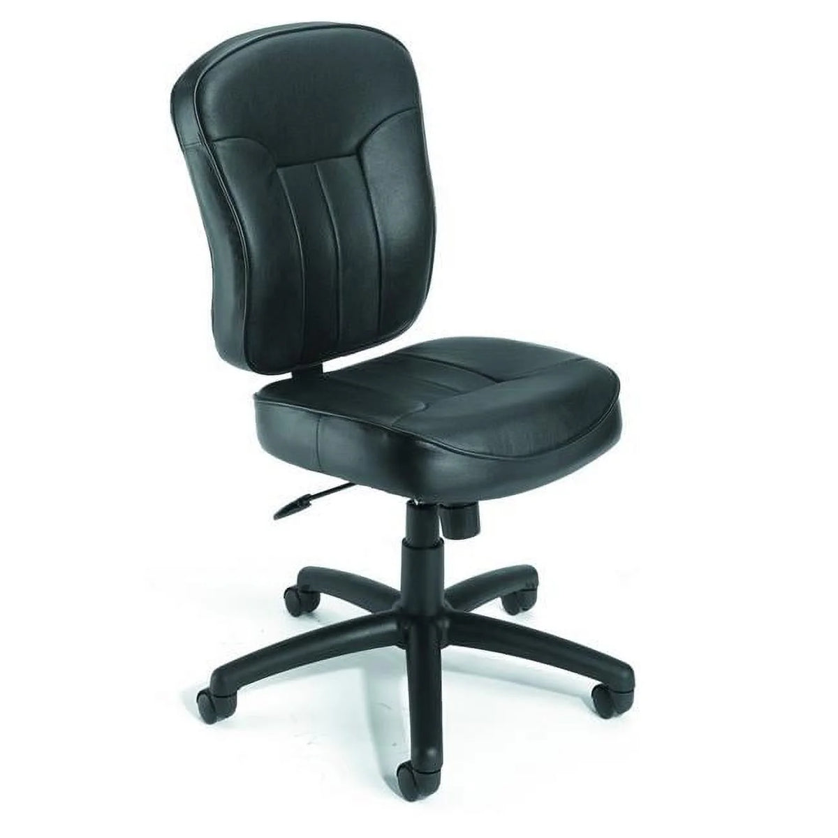 Black Leather Task Chair with Loop Arms H7518