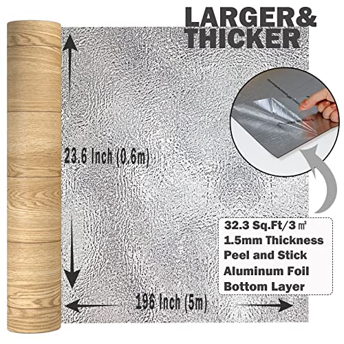 Light Wood Peel and Stick Vinyl Flooring Roll 23"x 393" 64 Sq.Ft S604717