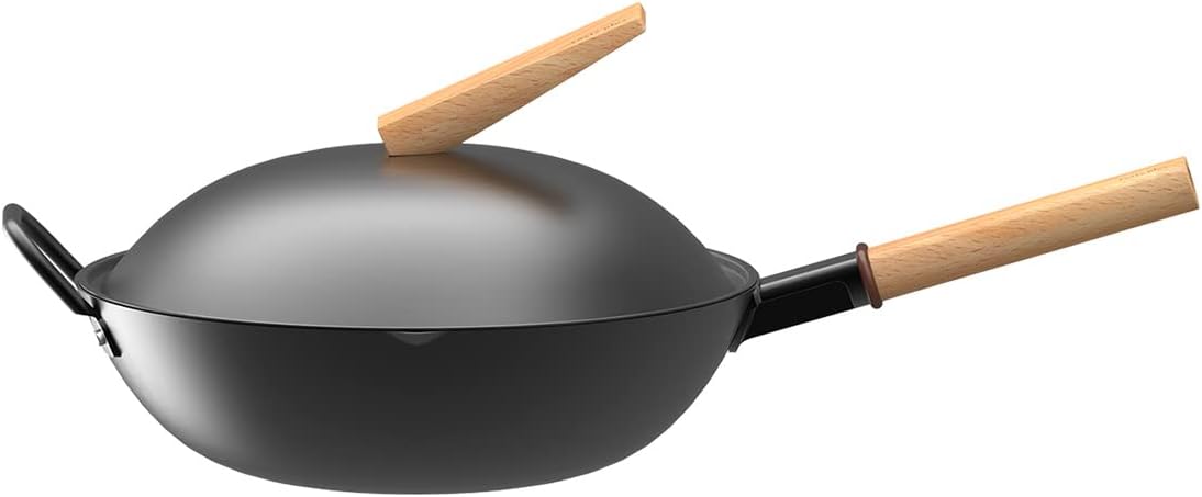 Carbon Steel Wok with Lid 12 Inch Q9779