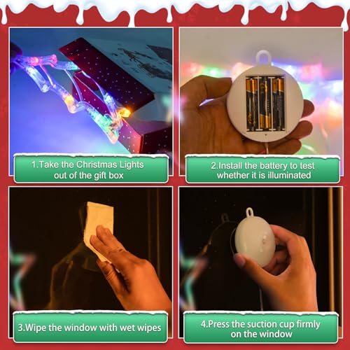 5Pack Christmas Window Lights with Timer, Battery Powered White LED Snowflake Decor J313