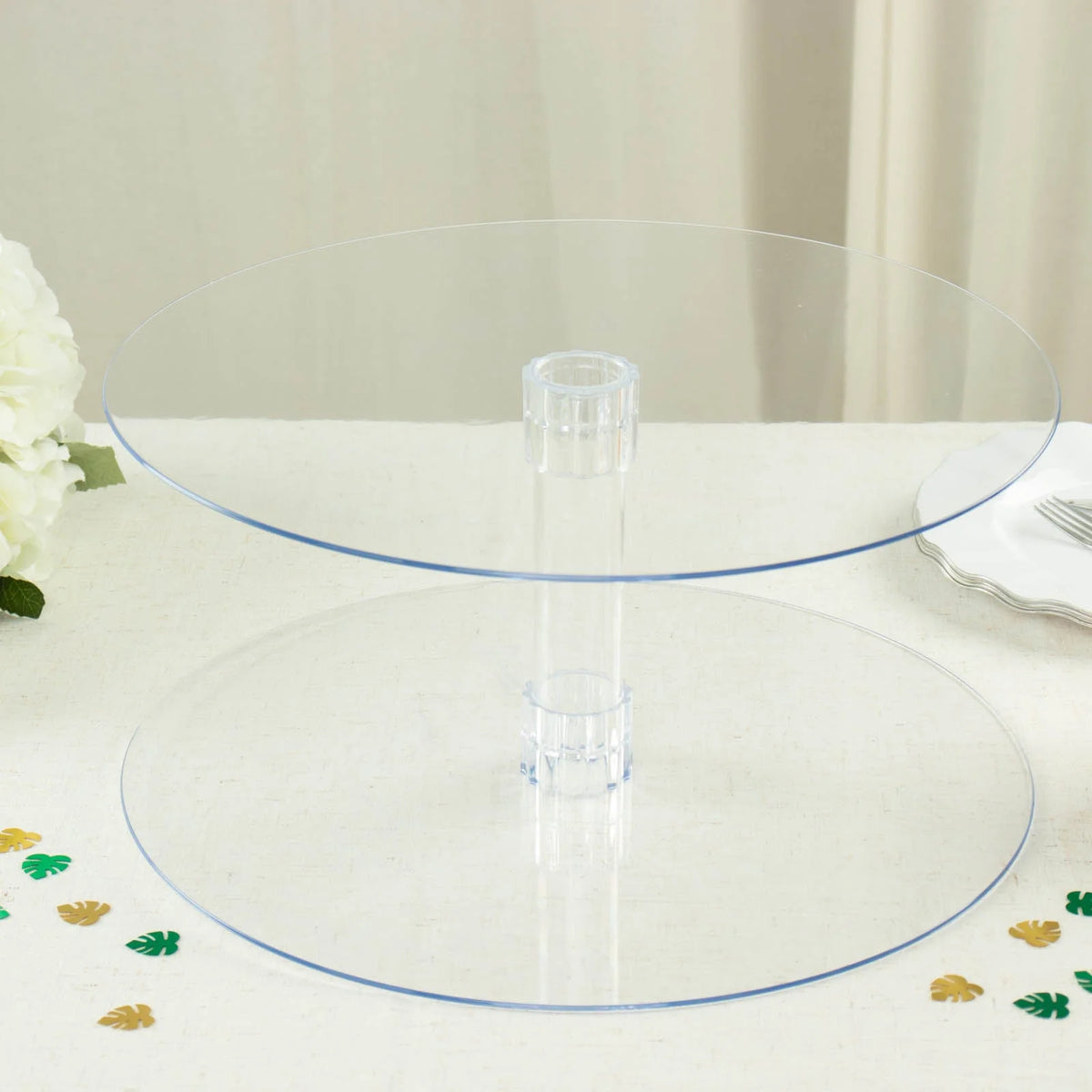 2 Tier 18 inch Acrylic Crystal Glass Clear Cupcake Stand K40844