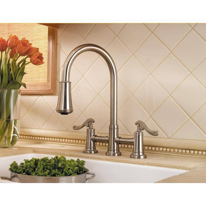 Brushed Nickel 2-Handle Pull-Down Kitchen Faucet H2722