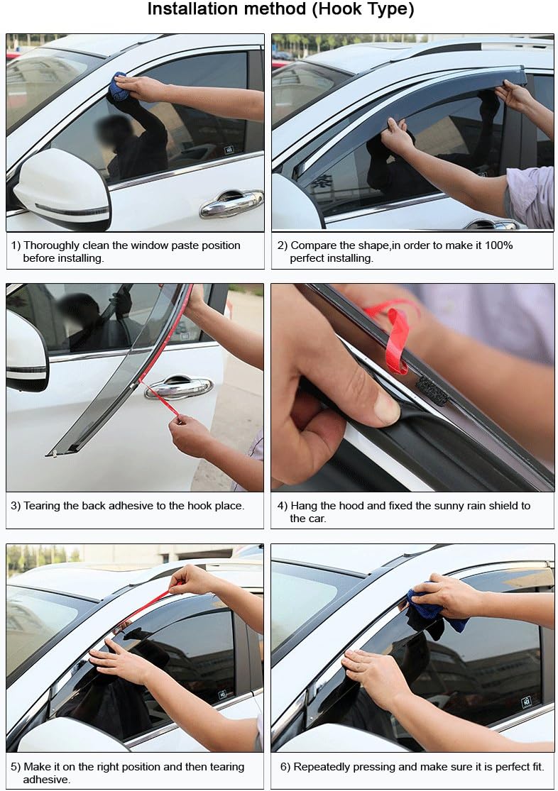 Car Window Visor Vent Shade Deflector Sun/Rain Guards C9554