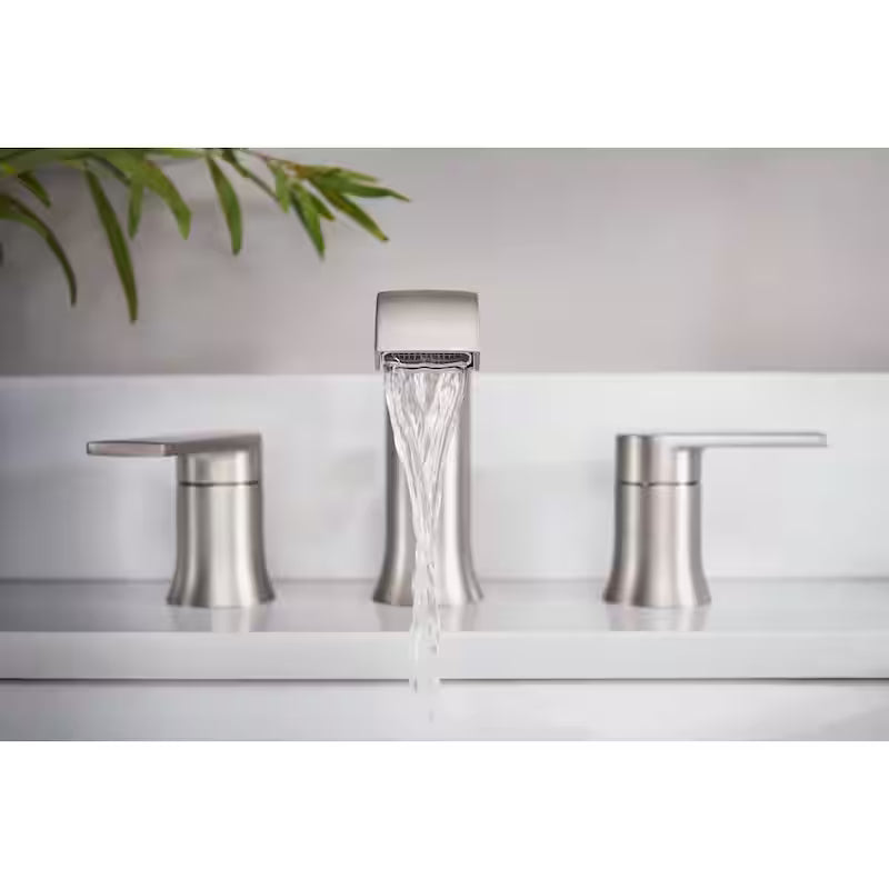 8 in. Widespread Double Handle Bathroom Faucet Brushed Nickel R293