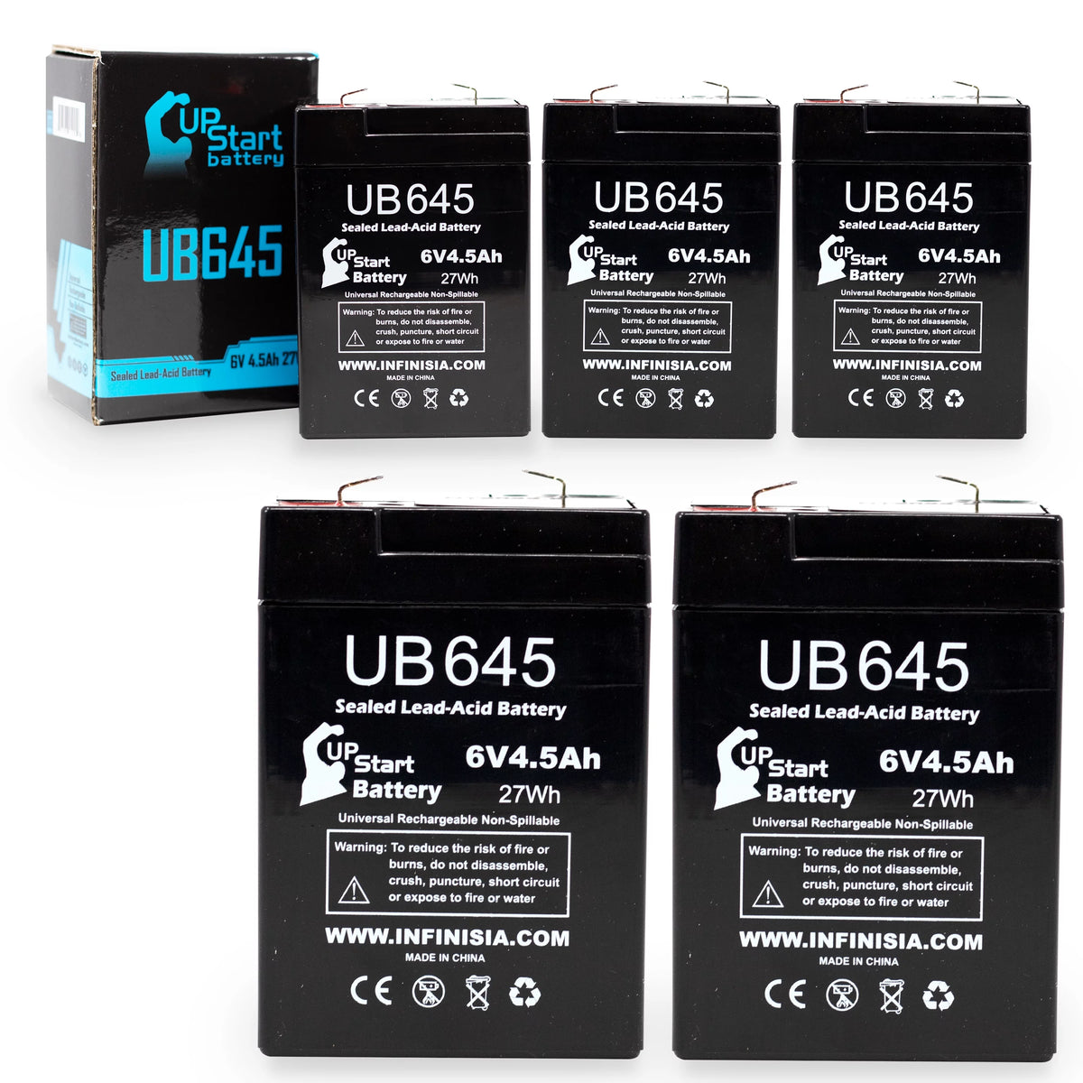 6V 4.5Ah Sealed Lead Acid Battery with Terminal Adapters M4457