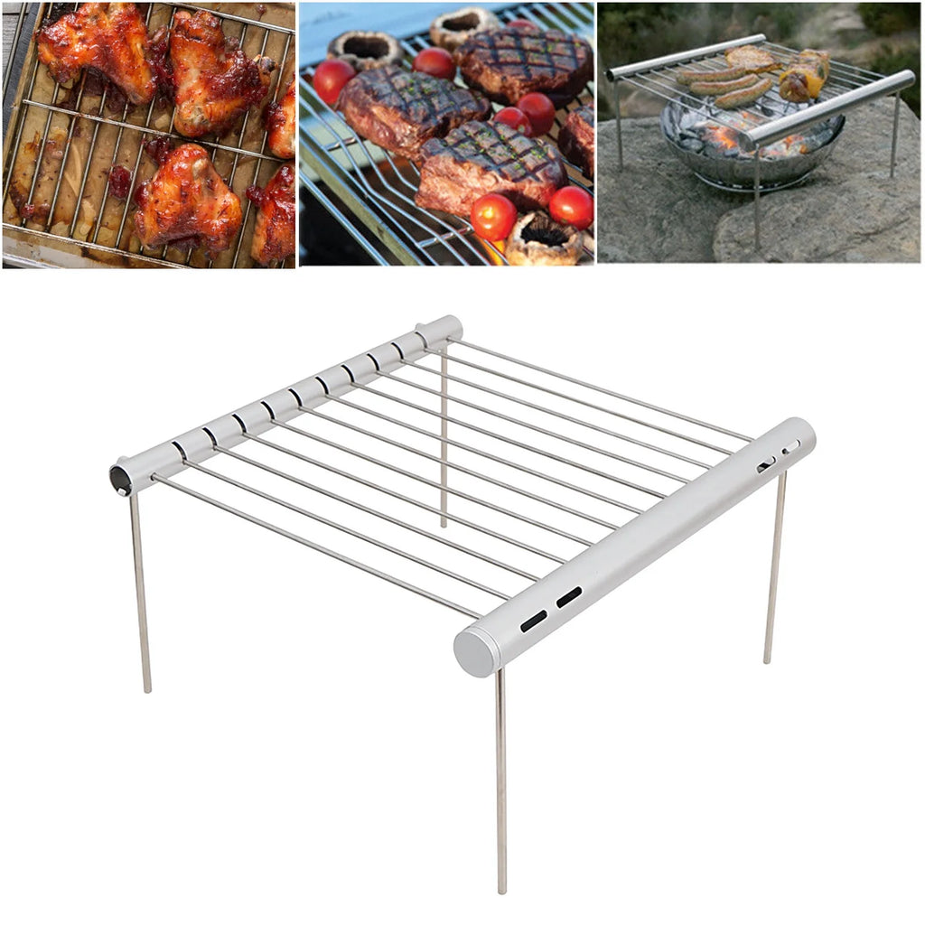 Portable Folding Barbeque Grill with Outdoor Baking Tray Holder N68375