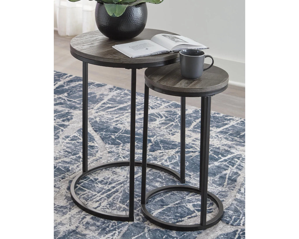 Accent Table Set of 2 Black/Gray F277537