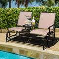 Brown 2 Person Outdoor Patio Glider Loveseat G1392