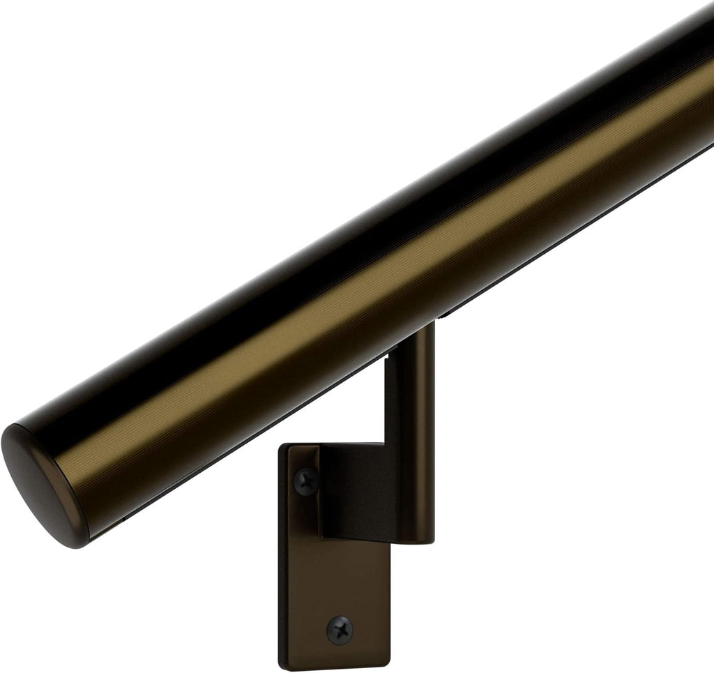 Satin Black Anodized Aluminum Handrail Kit with Wall Brackets and Endcaps N61960